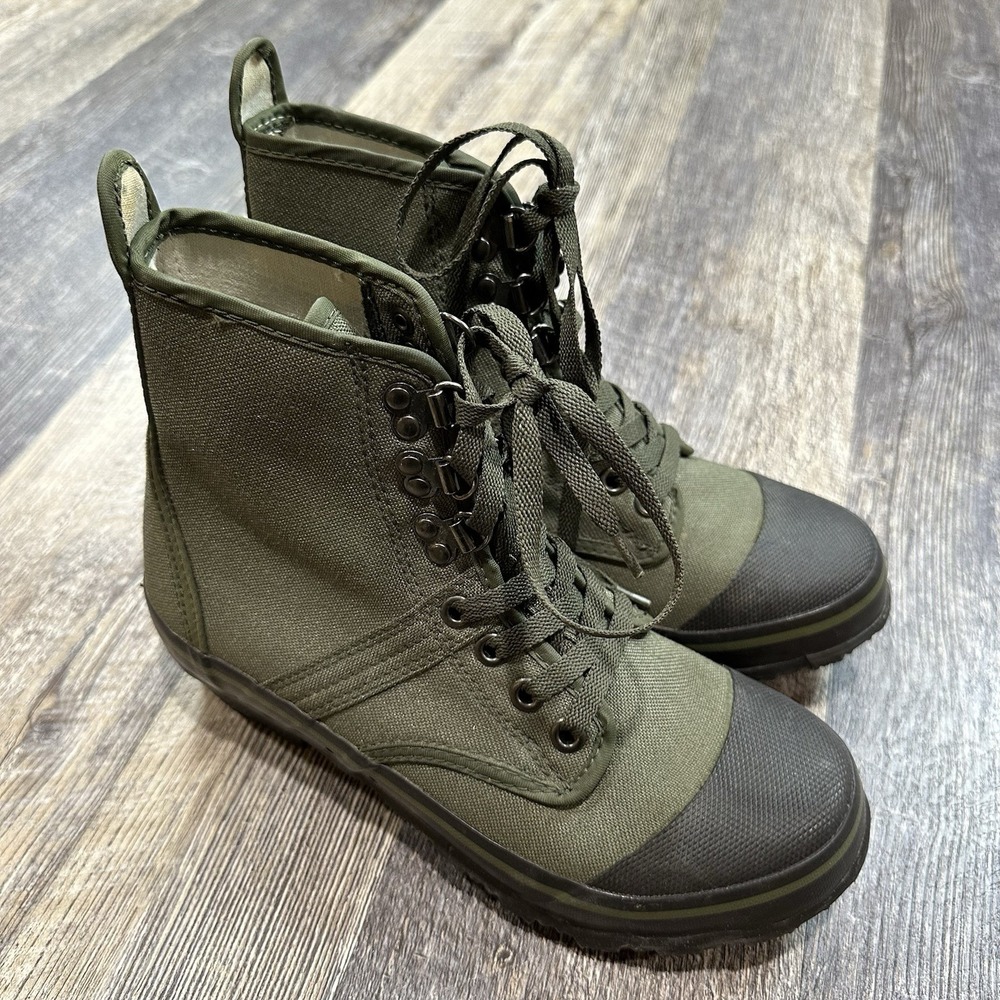 Cabelas Boots Womens 6M Cordura Lug Wade Steel Shank Lace Up Combat Green Canvas
